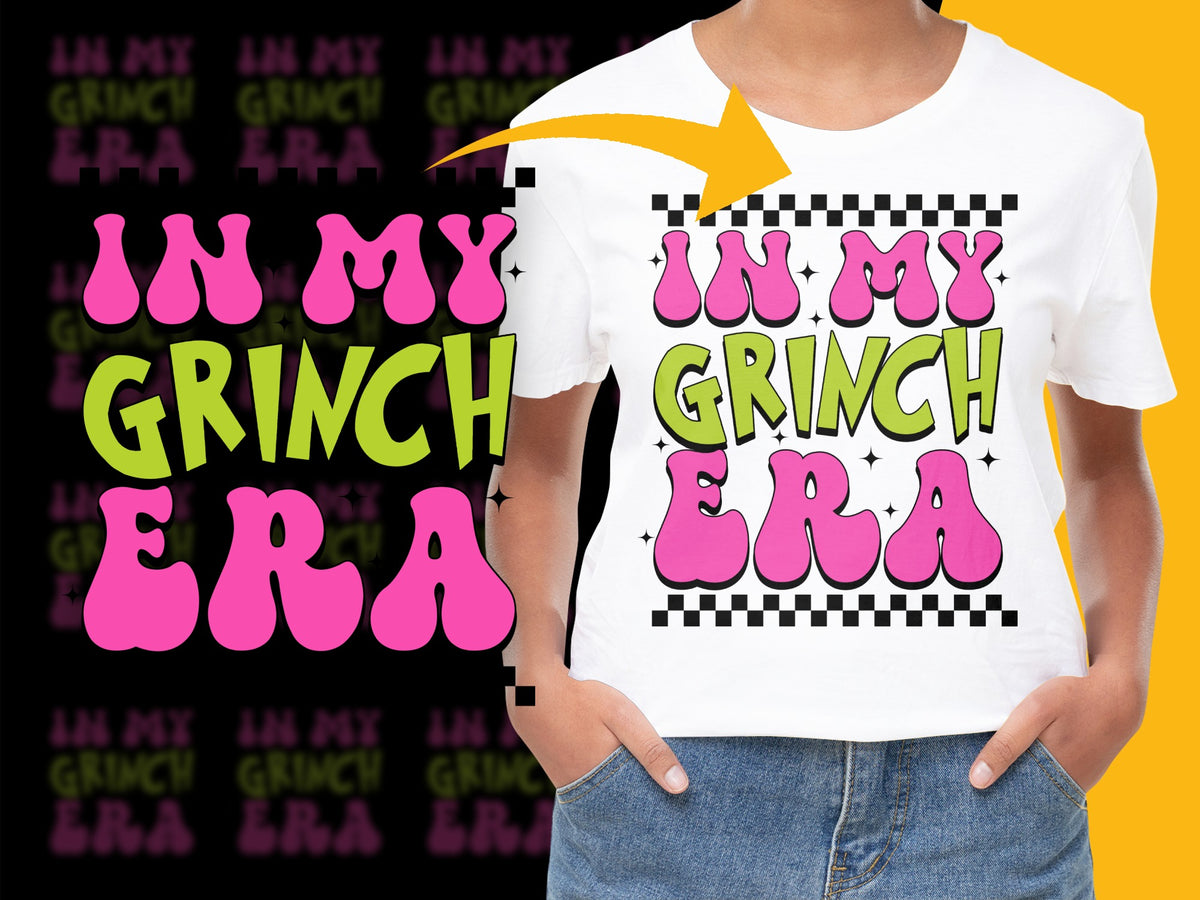 In My Grinch Era Funny Holiday T-Shirt, Christmas Party Fashion Top, Unisex Graphic Tee, Festive Clothing