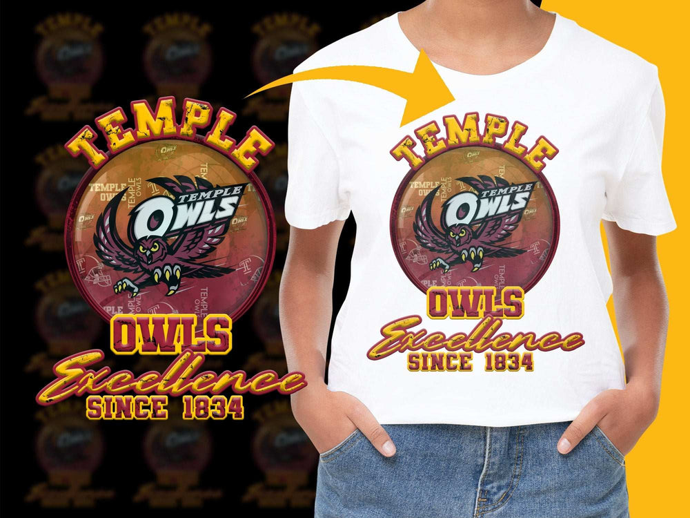 Temple Owls T-Shirt, Vintage College Graphic Tee, Excellence Since 1834, Sports Fan Apparel