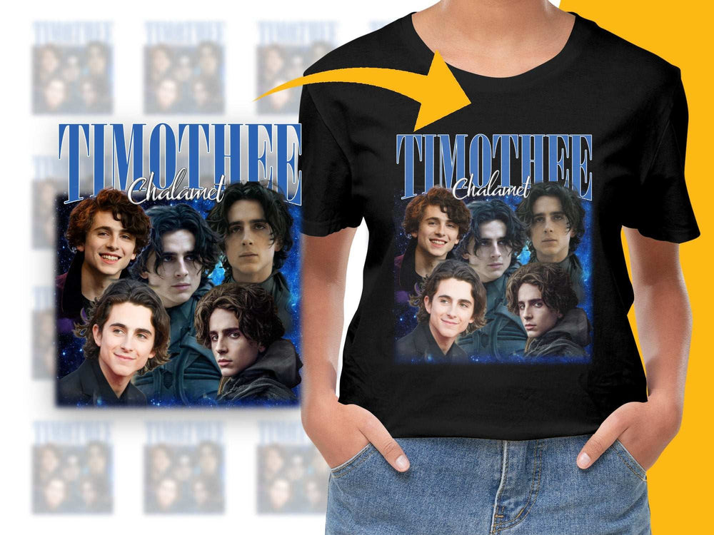 Timothee Chalamet Fan T-Shirt, Collage Graphic Tee, Celebrity Actor Shirt, Gift for Movie Lovers, Unique Style Top, Popular Culture Apparel
