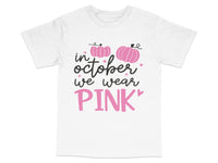 Load image into Gallery viewer, Women's White T-Shirt In October We Wear Pink Pumpkin Graphic Tee Breast Cancer Awareness