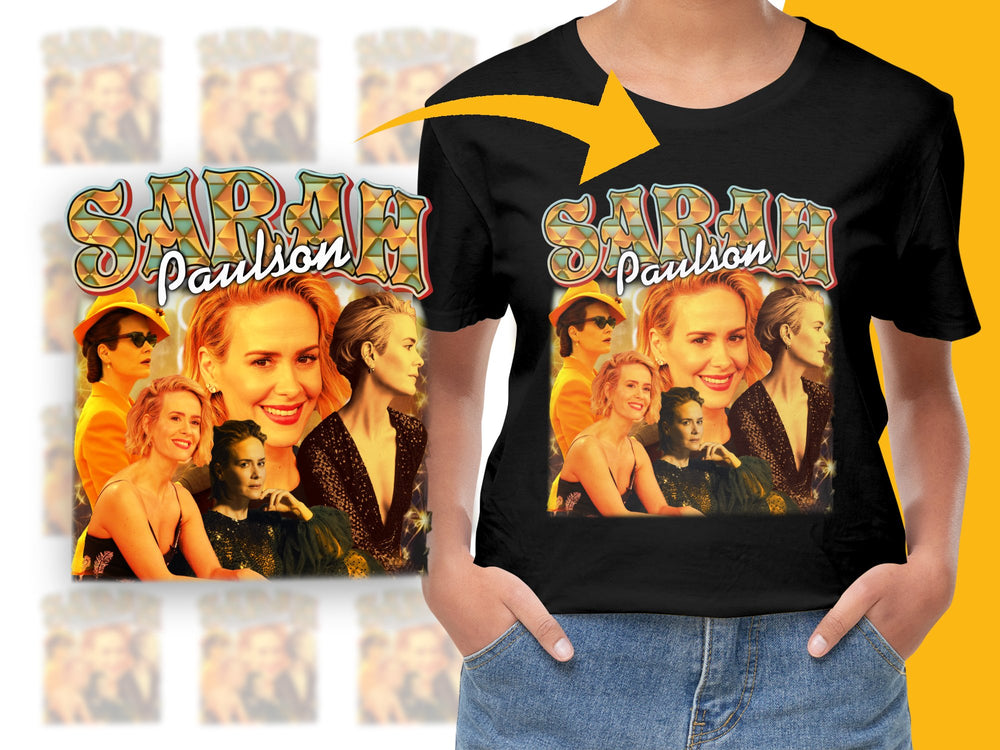 Sarah Paulson Fan T-Shirt, Vintage Style Collage, Celebrity Graphic Tee, Pop Culture Apparel