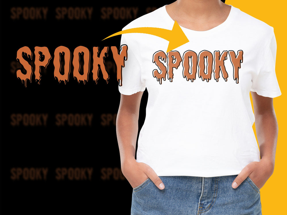 Spooky Halloween T-Shirt, Dripping Text Design, Orange and Black, Unisex Graphic Tee for Costume Parties and Trick-or-Treating
