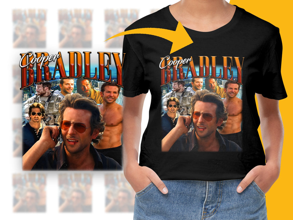 Bradley Cooper Collage T-Shirt, Movie Actor Photo Montage, Men's Fashion Tee, Film Enthusiast Gift, Unique Hollywood Star Apparel