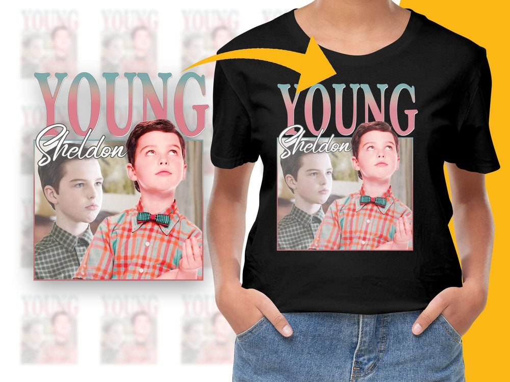 Young Sheldon TV Show T-Shirt, Fan Merchandise, Boys Black Graphic Tee, Gift Idea