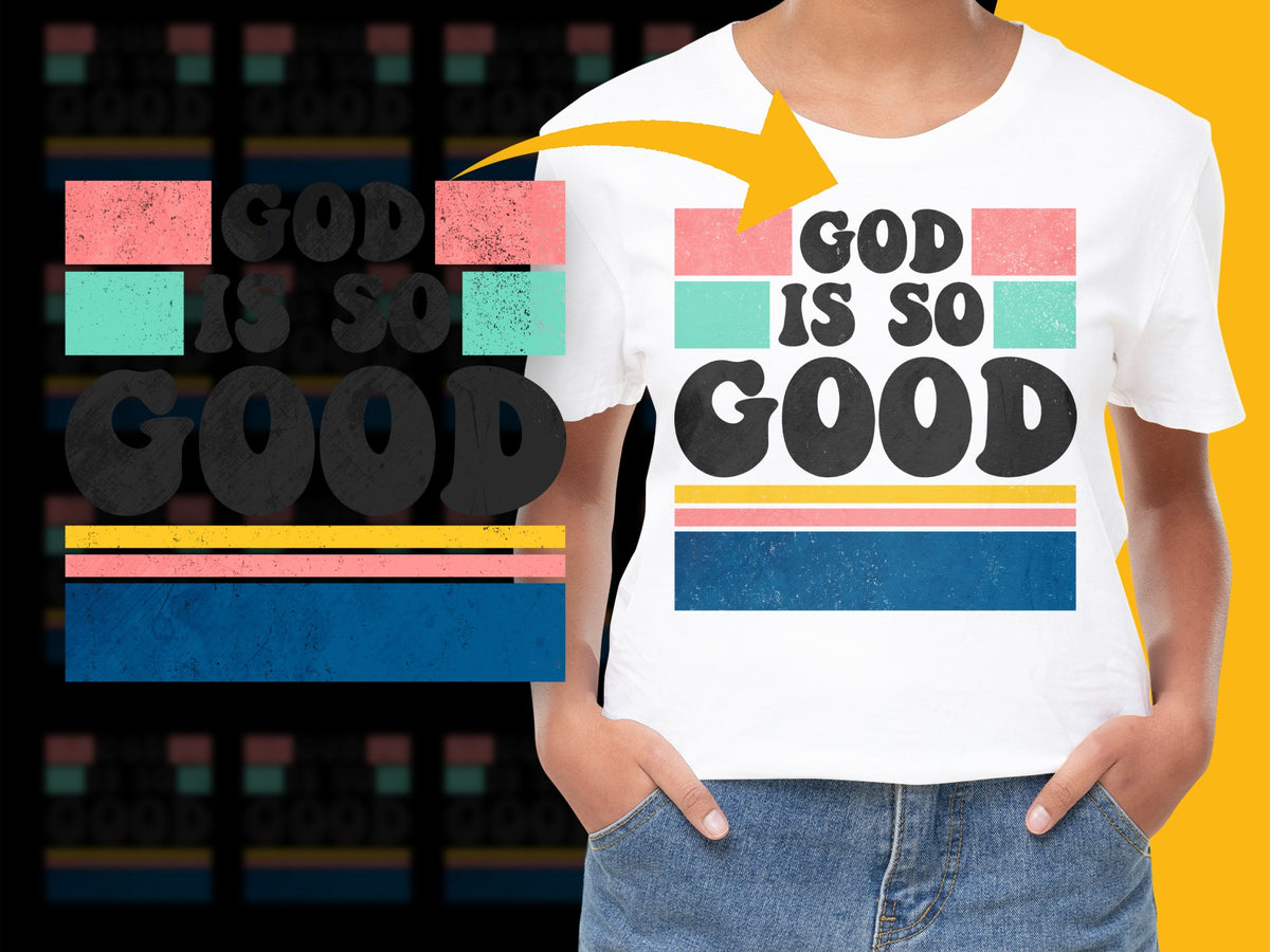 Women's Graphic Tee 'God is So Good', Vintage Design Colorblock Fashion Shirt, Stylish Casual Top