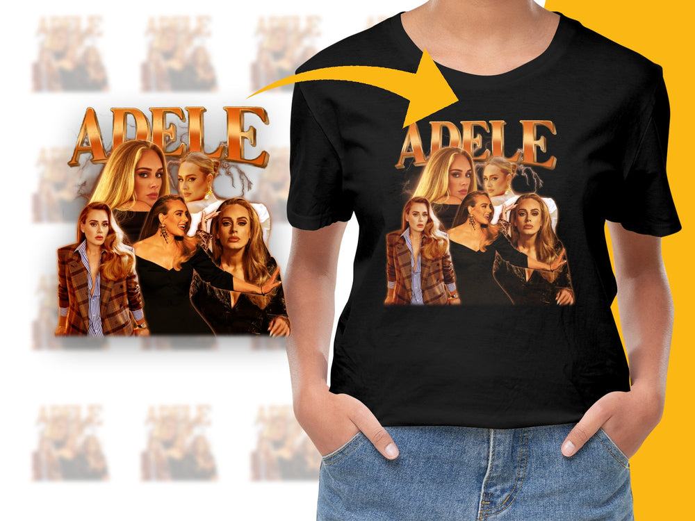 Adele Fan T-Shirt, Multiple Poses Graphic Tee, Music Artist Inspired Shirt, Women's Fashion Top, Gift Idea for Music Lovers
