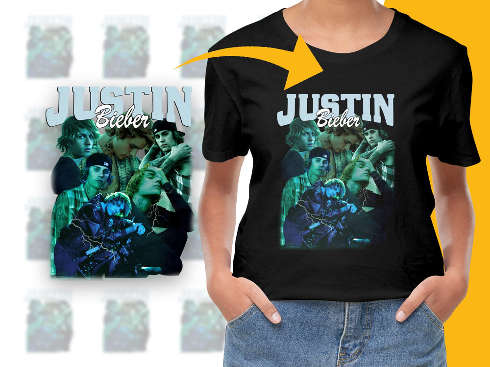 Justin Bieber Graphic T-Shirt, Vintage Pop Star Concert Tee, Music Fan Apparel, Unisex Black Shirt