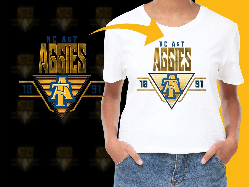 NC AandT Aggies T-Shirt, Youth White Tee, College Team Graphic Apparel, Fan Gear