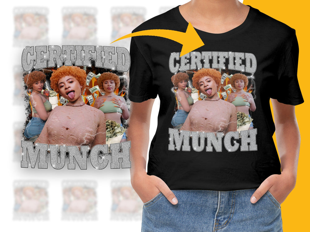 Certified Munch Funny Graphic T-Shirt, Unisex Casual Tee, Food Lover Gift, Trendy Hip Hop Style Shirt