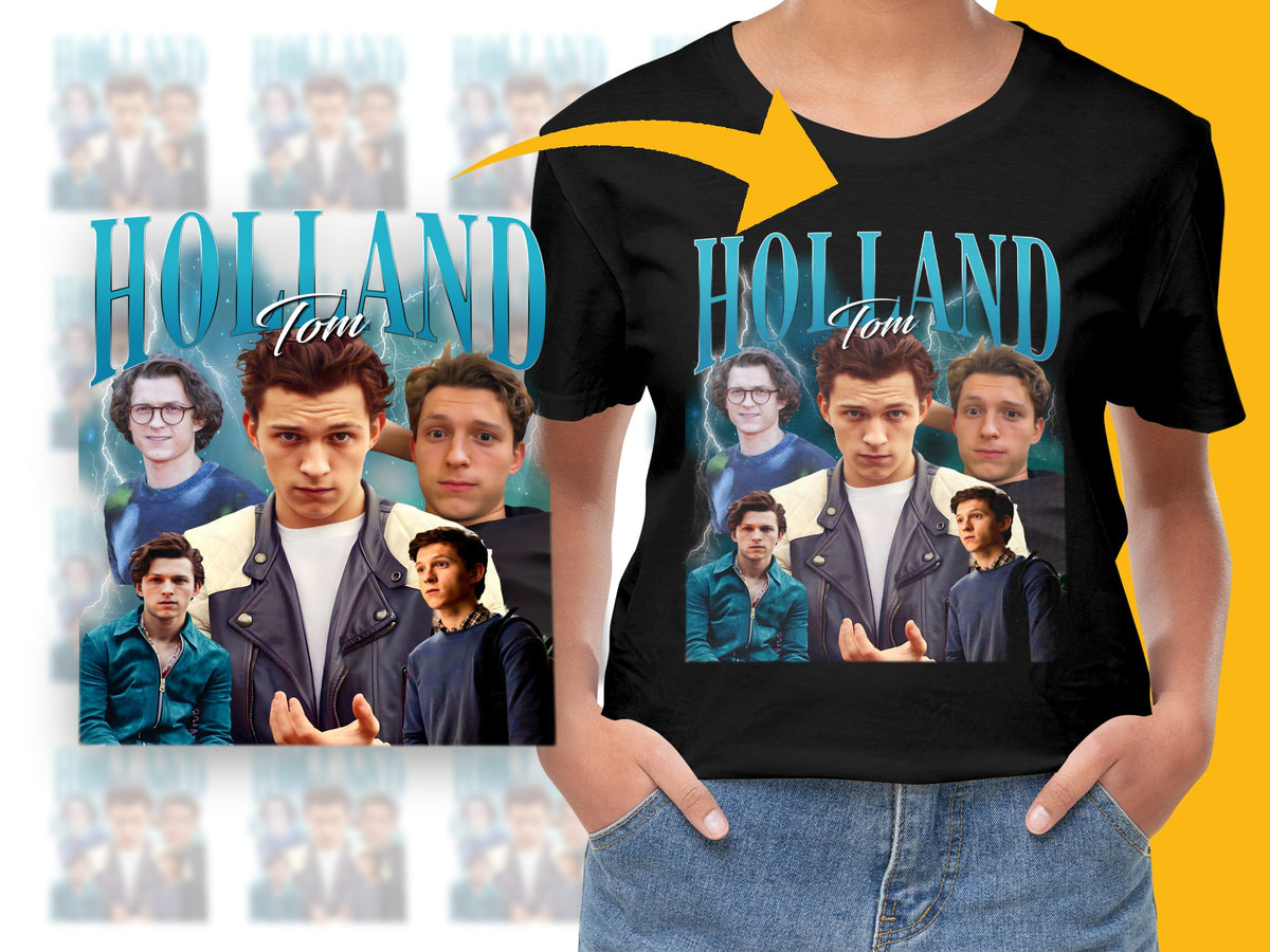 Tom Holland Graphic T-Shirt, Unisex Fan Tee, Movie Star Collage, Actor Portrait Shirt, Casual Fashion, Gift Idea