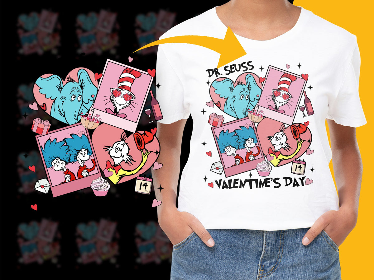 Dr. Seuss Valentine's Day T-Shirt, Cartoon Graphic Tee, Kids and Adult Sizes Available, Fun Holiday Apparel