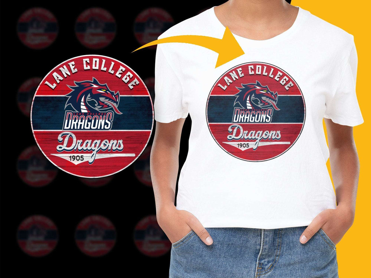 Lane College Dragons 1905 Graphic T-Shirt, Red and Blue School Logo Tee, Casual Apparel