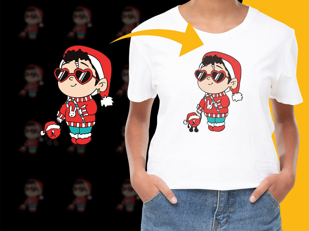 Cute Santa Cartoon T-Shirt, Funny Christmas Kids Tee, Holiday Graphic Shirt for Children, Festive Apparel