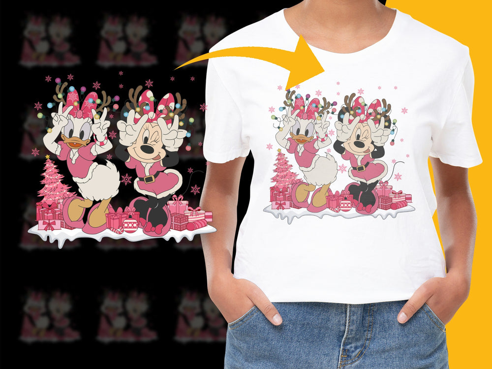 Cute Daisy Duck Christmas T-Shirt, Festive Holiday Graphic Tee for Women, Cartoon Character Apparel