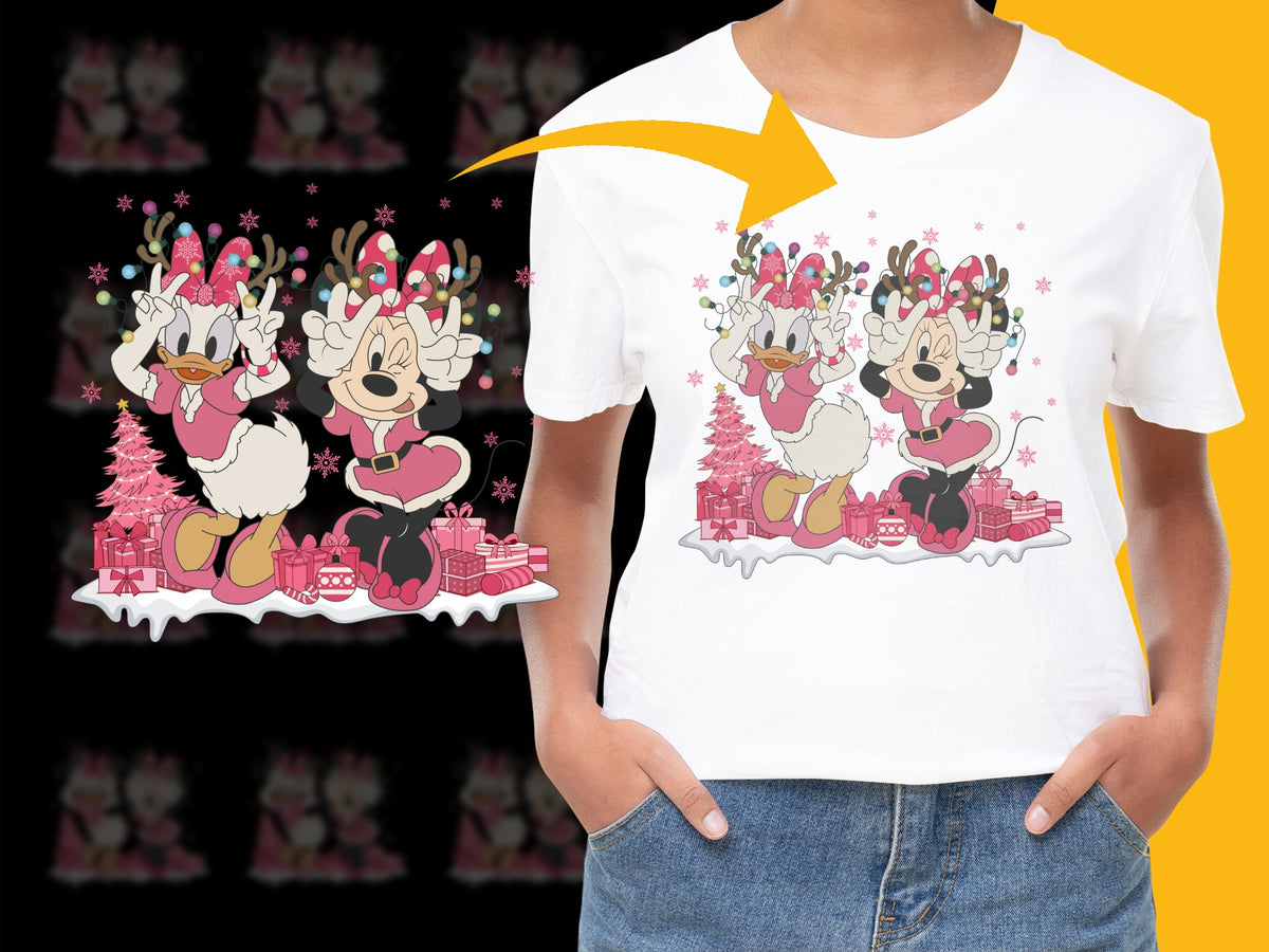 Cute Daisy Duck Christmas T-Shirt, Festive Holiday Graphic Tee for Women, Cartoon Character Apparel