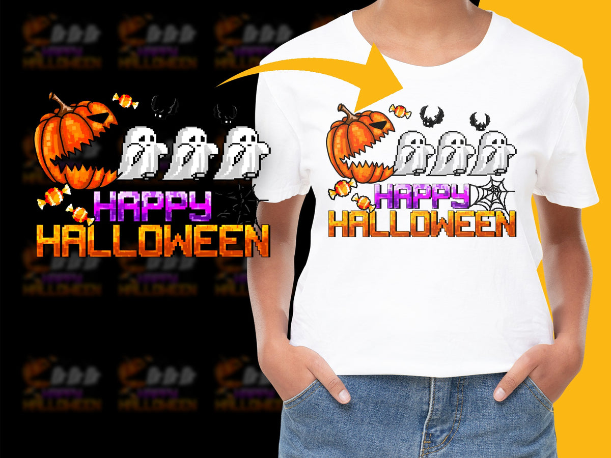 Happy Halloween T-Shirt Kids Ghost Pumpkin Graphic Tee Spooky Fall Festival Shirt Top