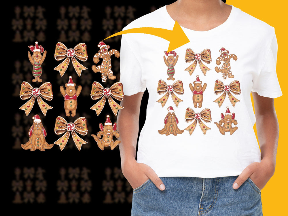 Kids Christmas T-Shirt with Cute Gingerbread Cookies Graphic, Holiday Apparel for Children, Festive Winter Clothing