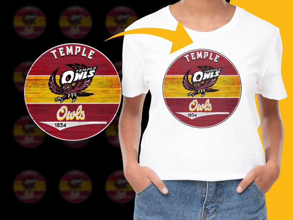 Temple Owls T-Shirt, Vintage Logo Design, College Sports Apparel, Fan Gear 1834