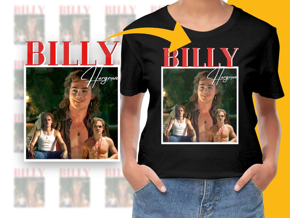 Billy Hargrove Stranger Things Graphic T-Shirt, Vintage Style Fan Tee, Unisex Black Cotton Shirt, Retro TV Show Apparel
