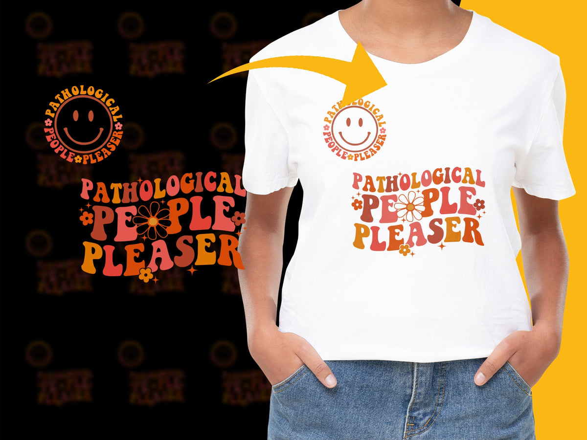 Pathological People Pleaser T-Shirt, Funny Quote Tee, Orange Graphic, Unisex Casual Shirt