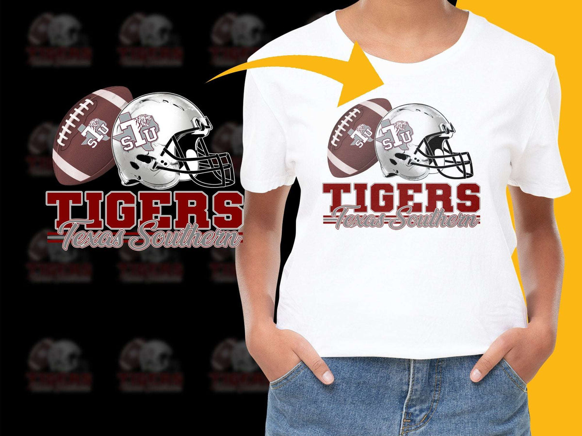 Texas Southern Tigers Football Graphic T-Shirt, Vintage College Sports Tee, Unisex White Shirt