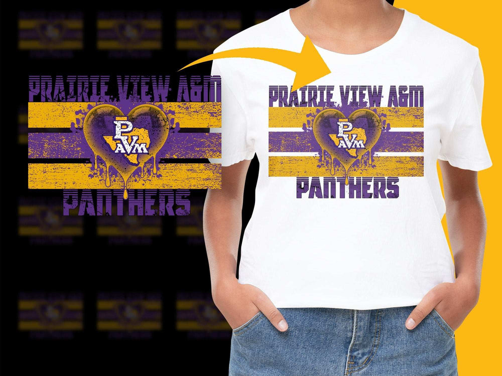 Prairie View AandM Panthers Graphic T-Shirt, Purple and Yellow College Tee, Unisex Casual Wear