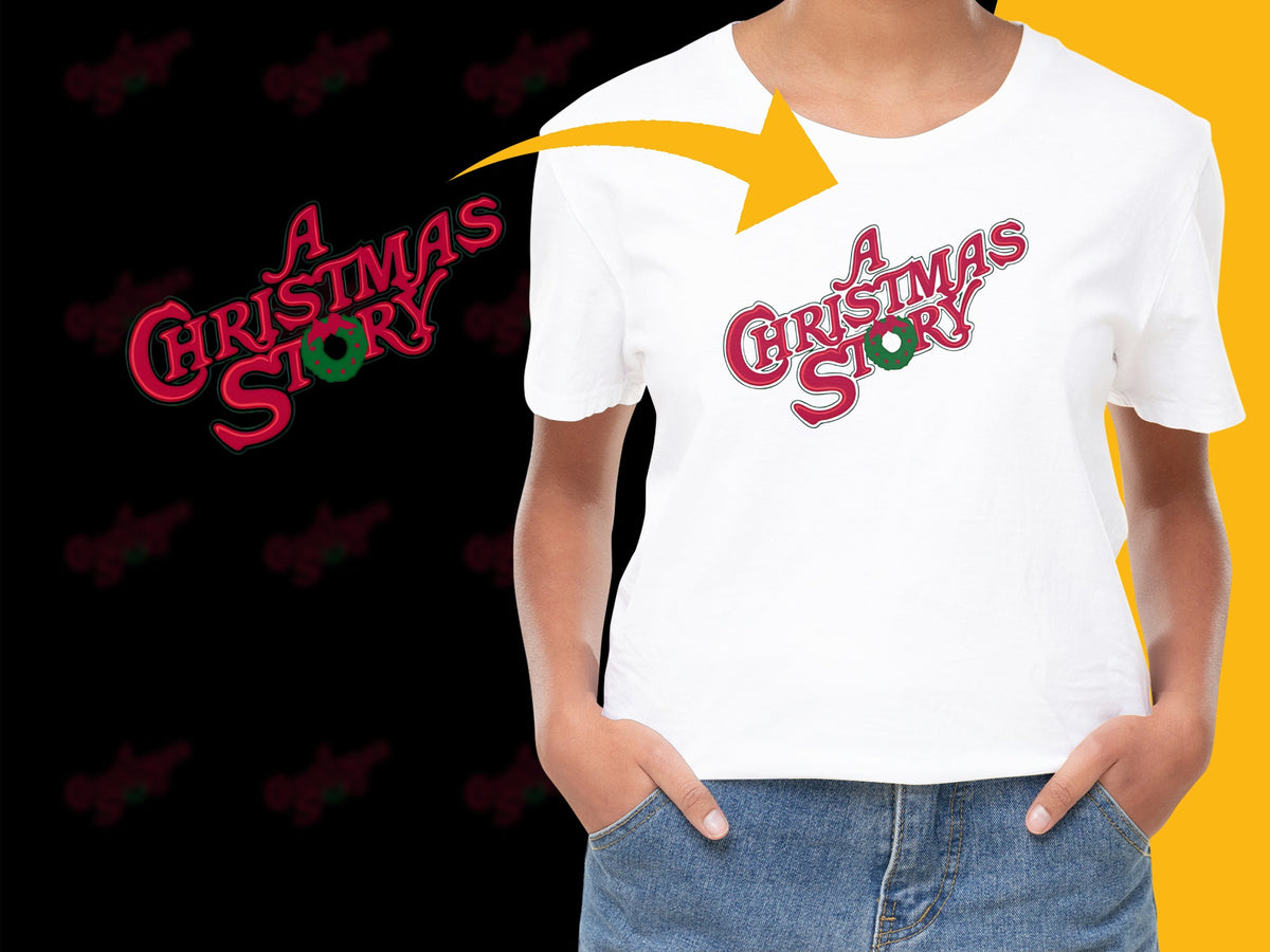 'A Christmas Story' Movie Logo T-Shirt, White Graphic Tee, Festive Holiday Apparel