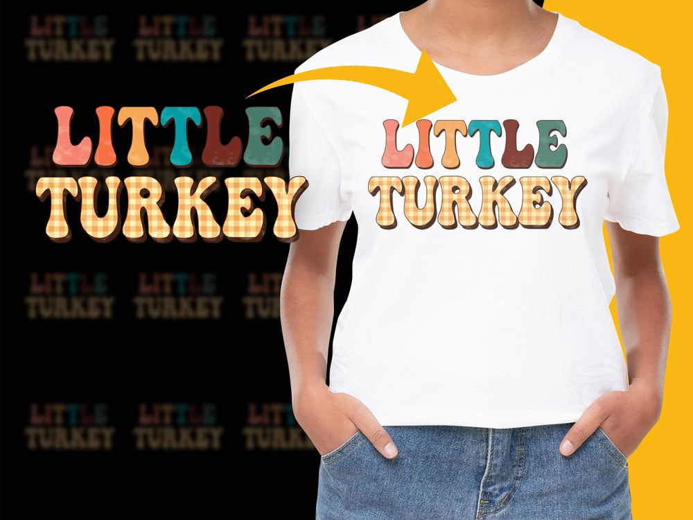 Kids Thanksgiving T-Shirt 'Little Turkey' Funny Holiday Tee, Colorful Autumn Shirt for Boys and Girls