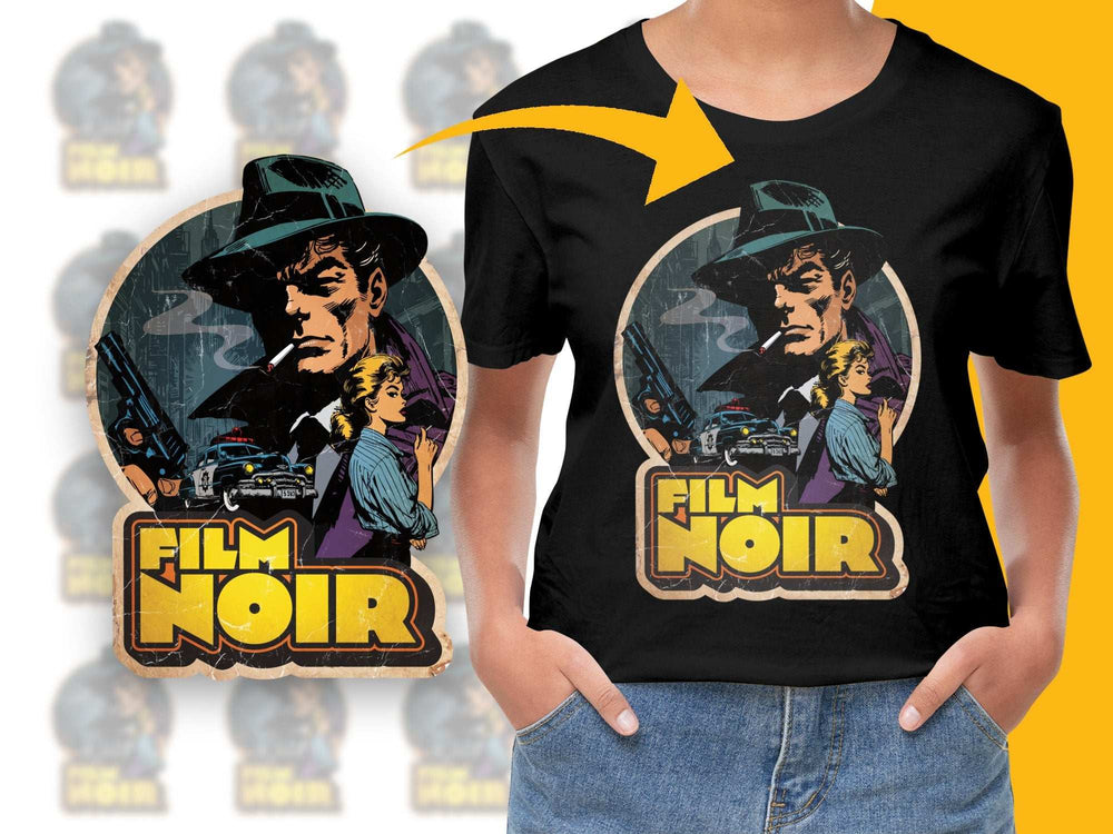 Vintage Film Noir T-Shirt, Classic Detective Movie Graphic Tee, Retro Style Cotton Shirt
