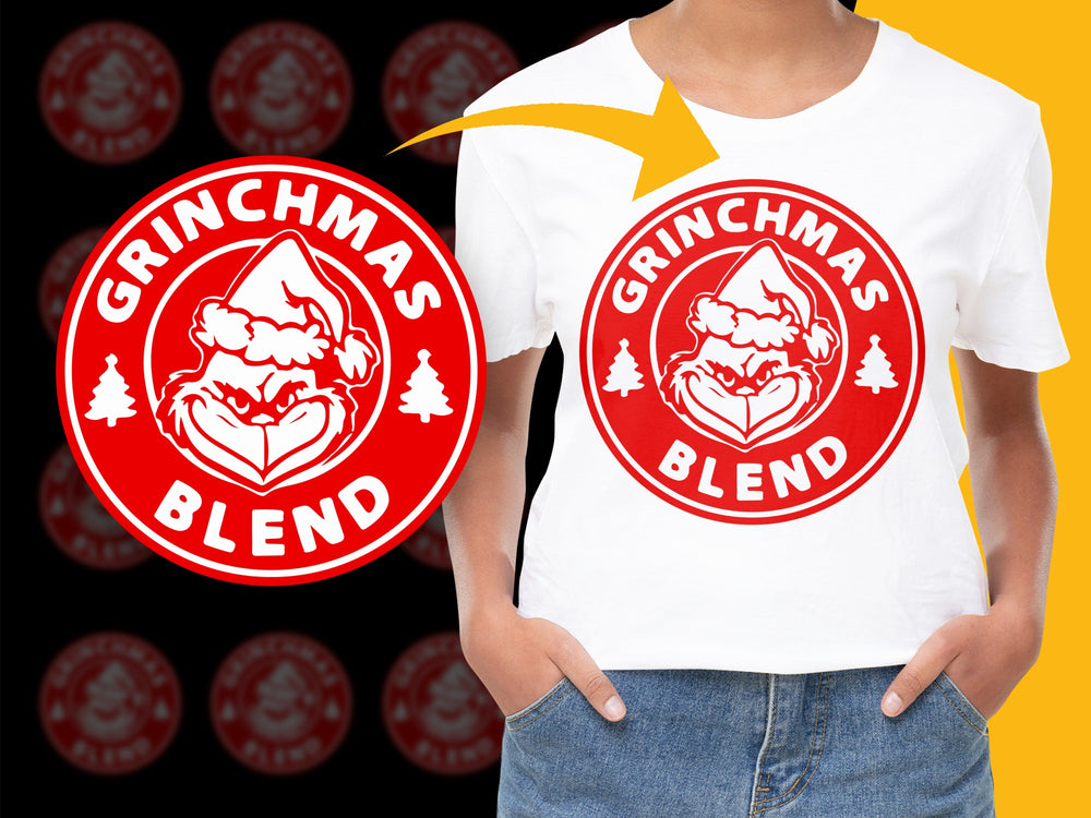 Grinchmas Blend T-Shirt, Christmas Grinch Coffee Lovers Tee, Festive Holiday Apparel, Red and White Graphic Shirt