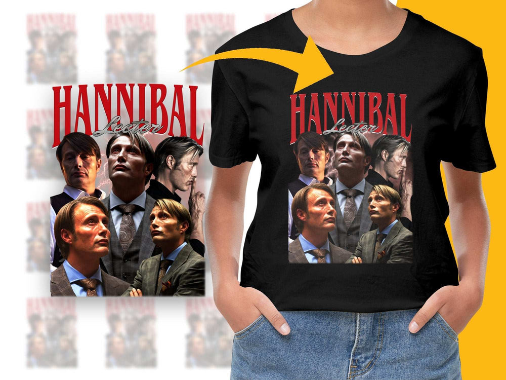 Hannibal Lecter Fan T-Shirt, Multiple Faces Design, TV Show Inspired Graphic Tee, Unisex Cotton Shirt