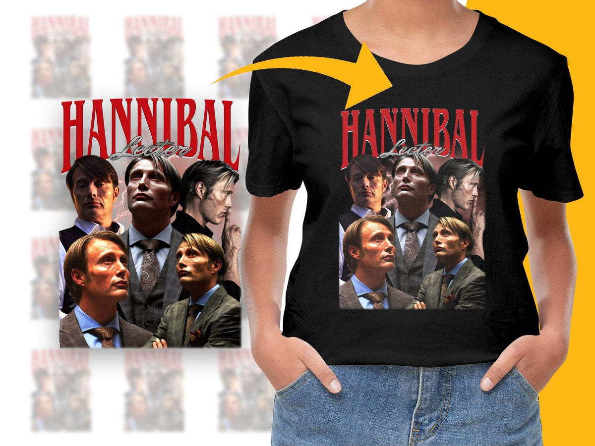 Hannibal Lecter Fan T-Shirt, Multiple Faces Design, TV Show Inspired Graphic Tee, Unisex Cotton Shirt