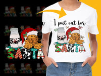 Load image into Gallery viewer, Kids Christmas T-Shirt, Cute Cookies and Milk Graphic, Festive Holiday Tee, Santa Claus Outfit, Boys Girls Top, Youth Sizes