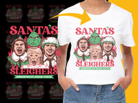 Load image into Gallery viewer, Santa's Sleighers Christmas Rock Tour T-Shirt Festive Holiday Apparel Unisex Cotton Tee