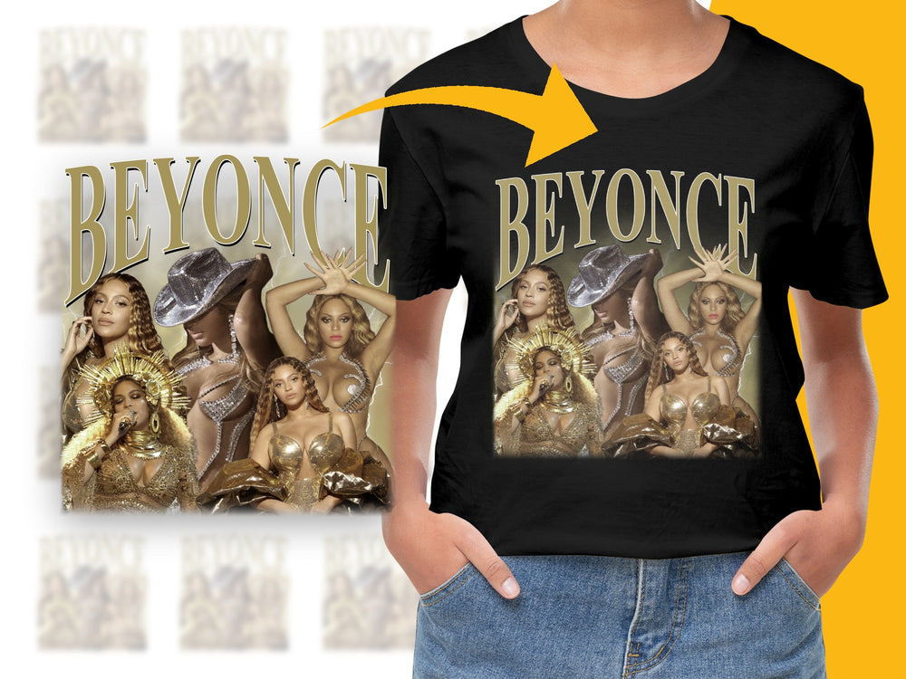 Beyonce Inspired Graphic T-Shirt, Pop Icon Golden Glamour Tee, Fashionable Music Artist Shirt for Fans