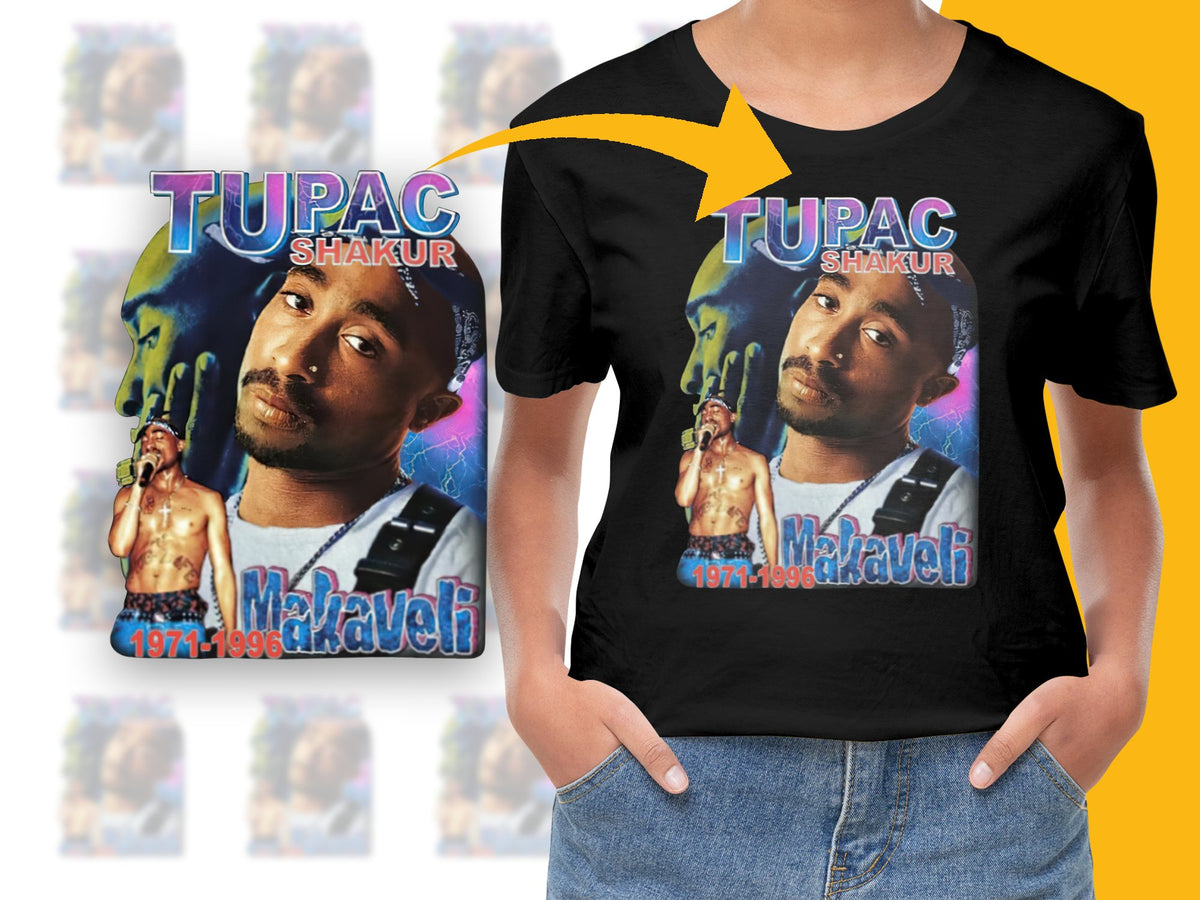 Tupac Shakur Graphic T-Shirt, Vintage 90s Hip Hop Tee, Makaveli 1971-1996 Tribute, Retro Rap Music Fan Apparel, Unisex Fashion Top