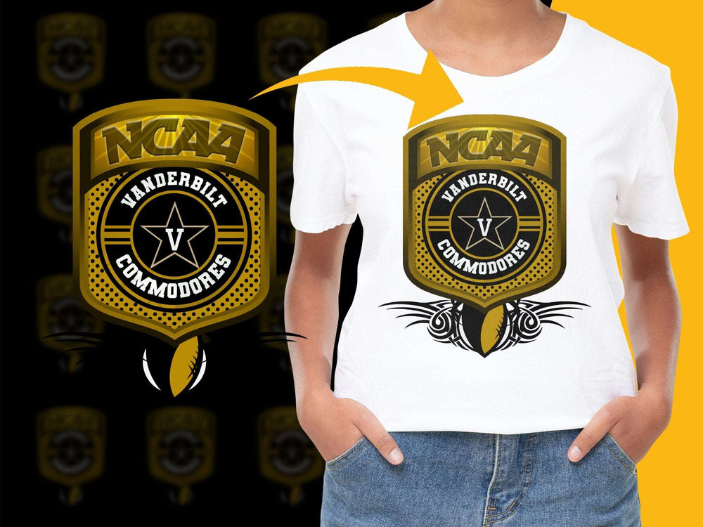 Vanderbilt Commodores NCAA Logo Graphic T-Shirt, College Sports Fan Gear, Yellow Black Design