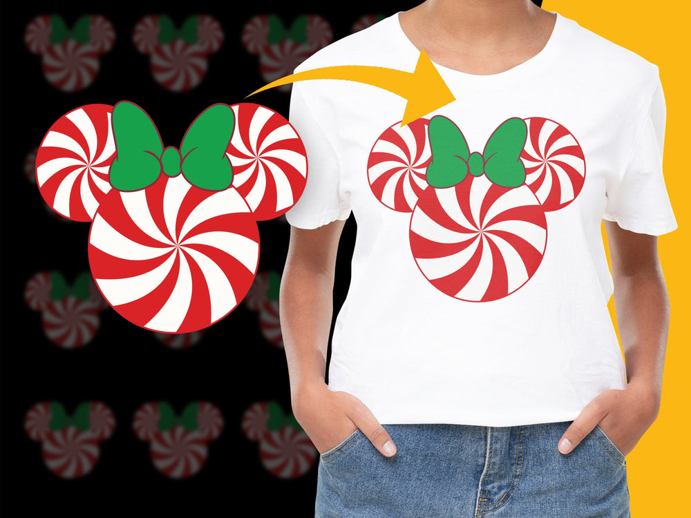 Kids Peppermint Candy Christmas T-Shirt, Red and White Holiday Graphic Tee, Festive Children's Clothing