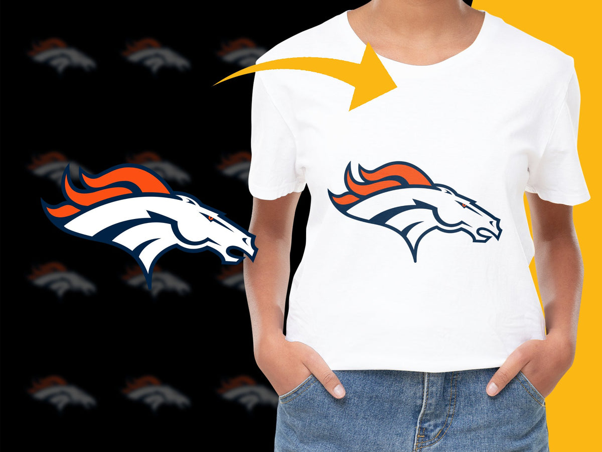 Denver Horse Logo T-Shirt, White Unisex Tee, Sports Fan Apparel, Graphic Print Shirt, Casual Wear, Gift for Football Fans