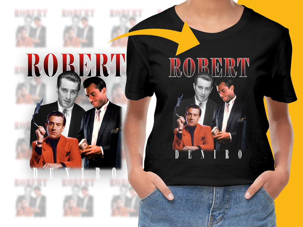 Robert De Niro Graphic T-Shirt, Classic Film Collage, Actor Fan Tee, Vintage Style, Movie Buff Gift, Unisex Clothing