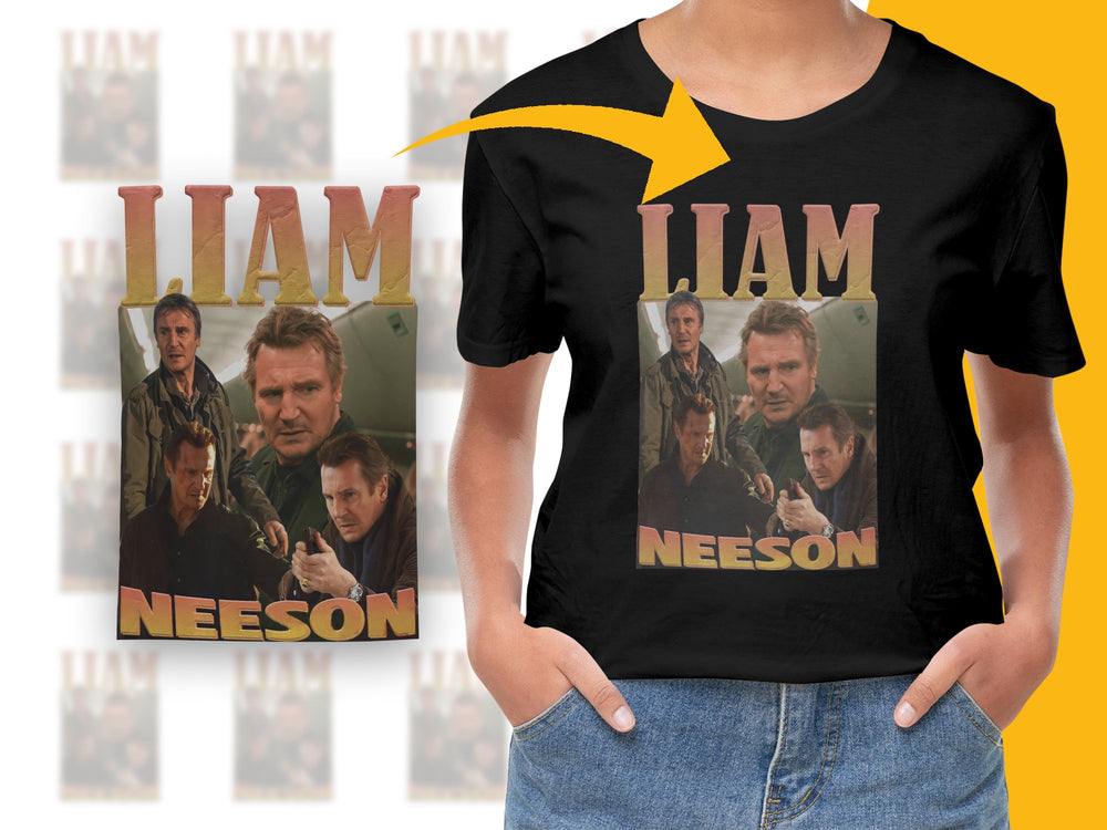 Liam Neeson Graphic T-Shirt, Vintage Movie Star Tee, Action Film Actor Fan Shirt, Unique Gift Idea for Movie Buffs
