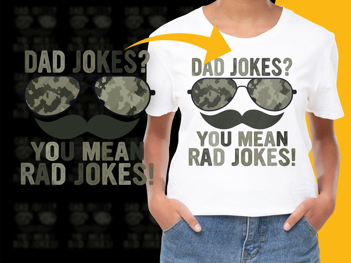 Funny Dad Jokes T-Shirt, Rad Jokes Humor Tee, Camouflage Sunglasses Graphic, Gift for Fathers