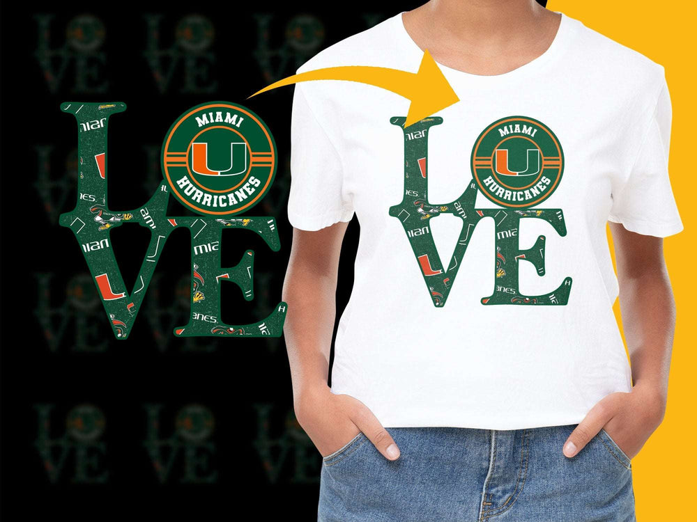 Miami Hurricanes Love T-Shirt, College Football Fan Apparel, University of Miami Graphic Tee