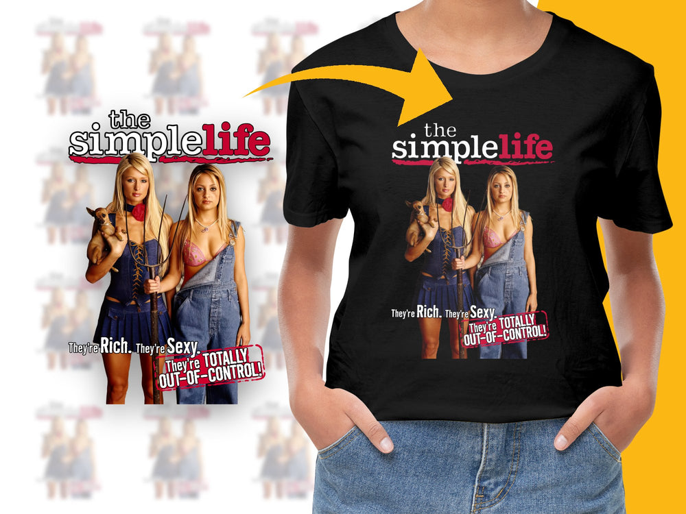 Vintage 'The Simple Life' Inspired Black T-Shirt, Retro TV Show Graphic Tee, Y2K Fashion Top