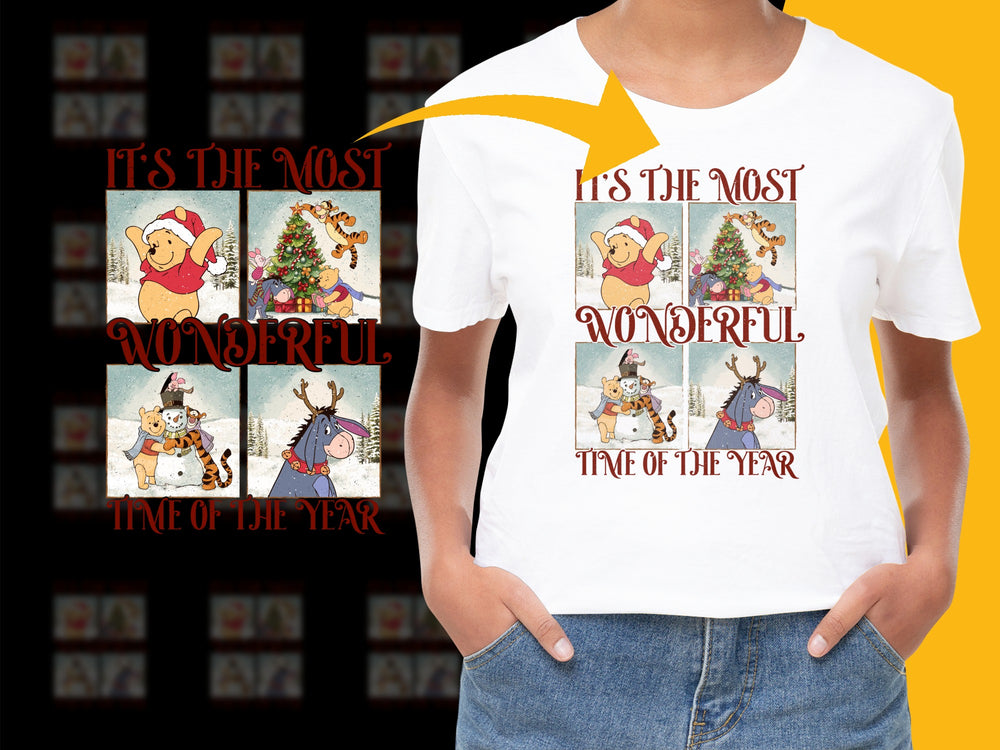 Christmas Holiday T-Shirt, Cute Animals, Kids Festive Tee, Winter Wonderland Design, Unisex Graphic Shirt