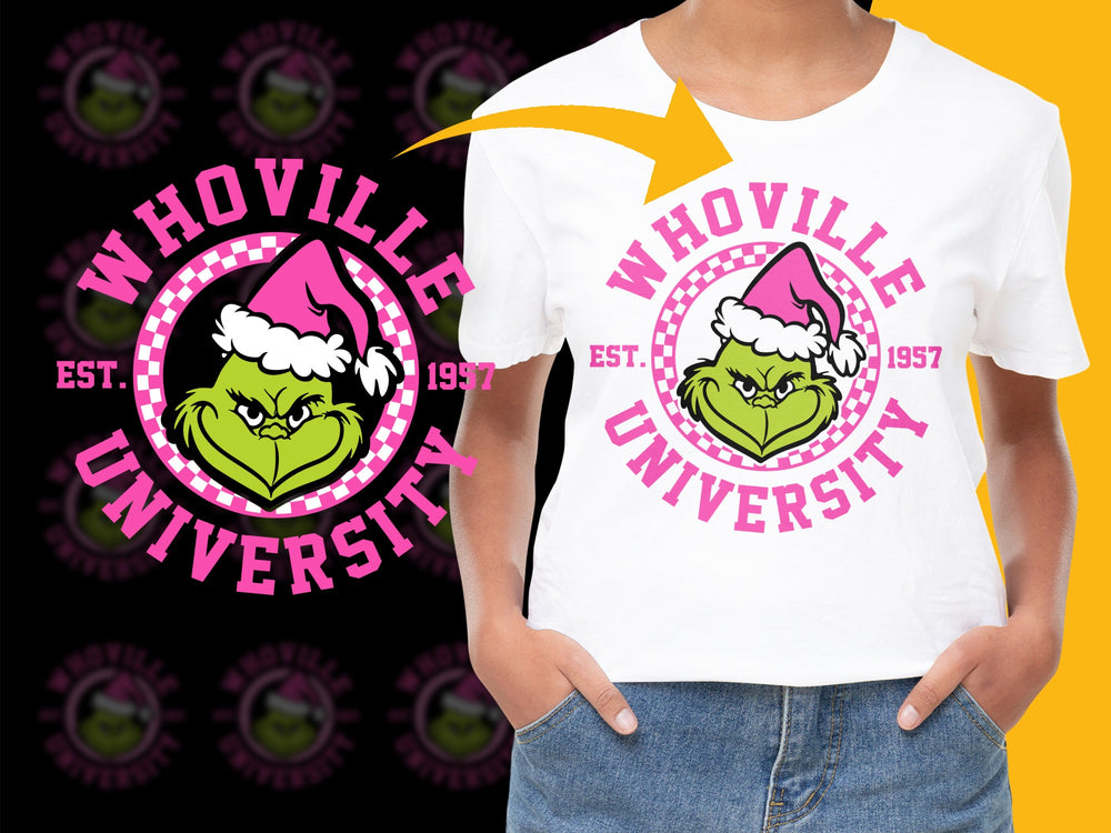 Whoville University T-Shirt, Vintage 1957 Grinch Inspired Graphic Tee, Unisex Casual Cotton Shirt