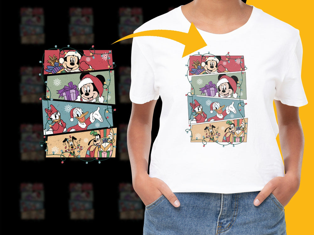 Disney Christmas T-Shirt, Mickey Mouse Holiday Graphic Tee, Kids and Adults Cartoon Festive Apparel