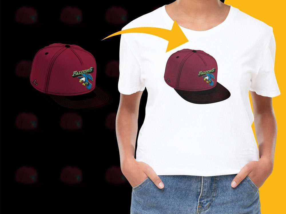 Falcon Team Logo Cap and T-Shirt Set, Red Hat, Graphic Tee, Unisex Fashion Clothing