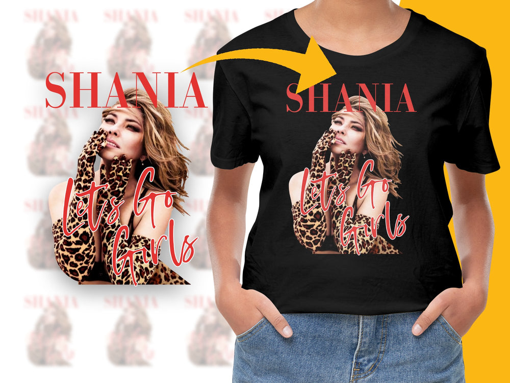 Shania Custom T-Shirt, Let's Go Girls Quote, Leopard Print, Trendy Personalized Tee, Fashionable Women's Clothing, Stylish Top Gift