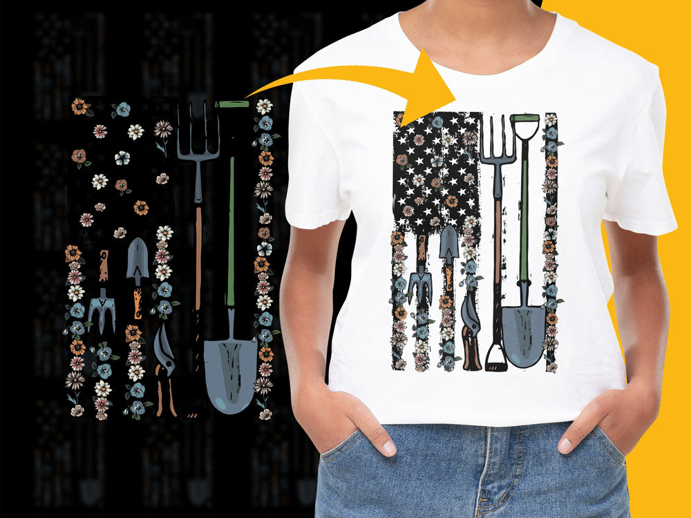 Floral Garden Tool Design T-Shirt, Unique Gardening Tee, Unisex Graphic Shirt, Spring Fashion Top